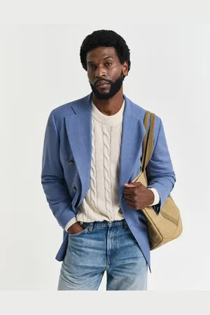 GANT Men Regular Fit kostuumjasje van moulinéwol (46)