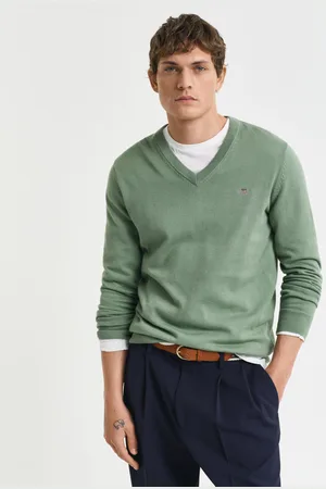 GANT Men Klassieke sweater van katoen met V-hals (S)