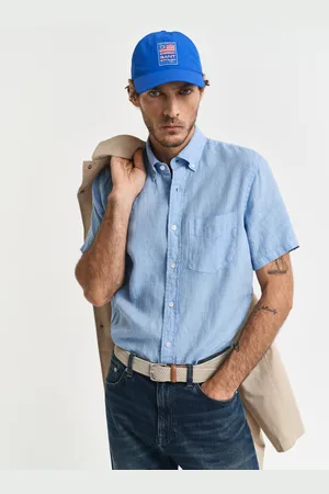 GANT Men Regular Fit speciaal geverfd linnen overhemd met korte mouwen (S)