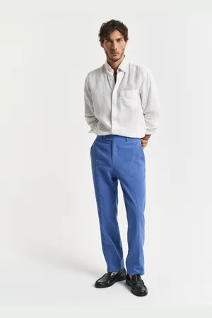 GANT Men Slim Fit kostuumbroek van katoen en linnen (46)