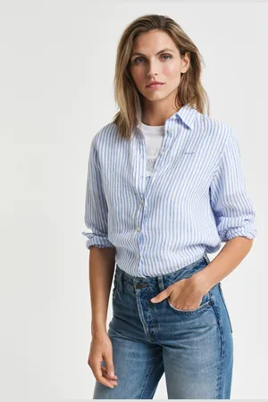 GANT Women Regular Fit gestreept linnen overhemd (34)