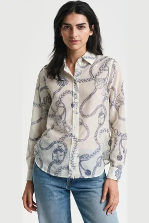 GANT Women Regular Fit Sailing-print overhemd van katoen en zijde (34)
