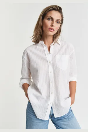 GANT Women Relaxed Fit Seersucker overhemd met ton sur ton strepen (34)