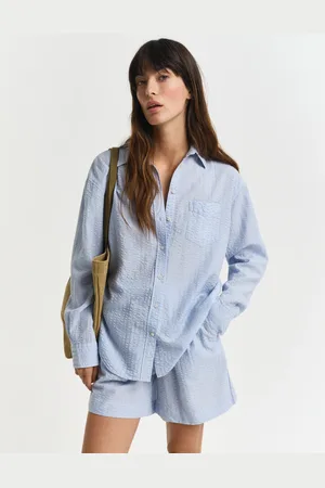 GANT Women Relaxed Fit Seersucker overhemd met ton sur ton strepen (34)