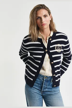 GANT Women Gestreept jack van gebreid katoen (XS)