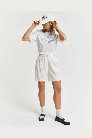 GANT Women Short van linnen met krijtstreep (34)