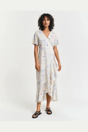 GANT Women Wikkeljurk met korte mouwen, bloemenprint en franjes (34)