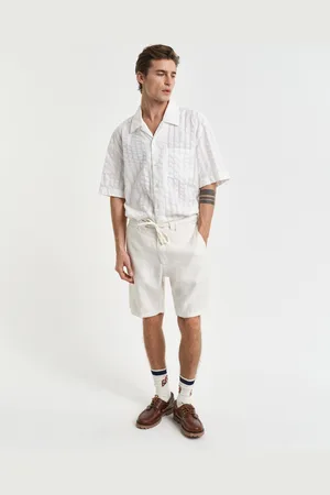 GANT Men Relaxed Fit linnen short met trekkoordje (S)