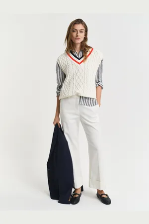 GANT Women Broek met plooien en omgeslagen pijpen (34)