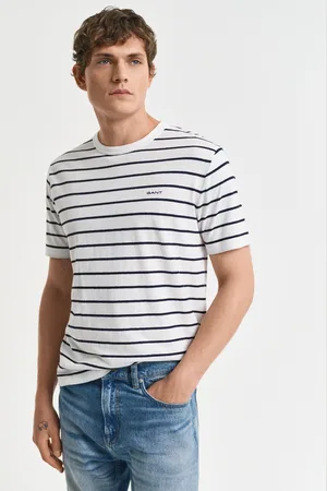 GANT Men Gestreept T-shirt van katoen en linnen (S)
