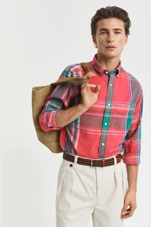 GANT Men Regular Fit overhemd met Indiase madrasruit (S)