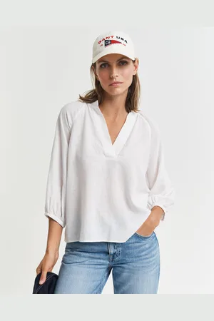 GANT Women Linnen blouse met korte mouwen (34)