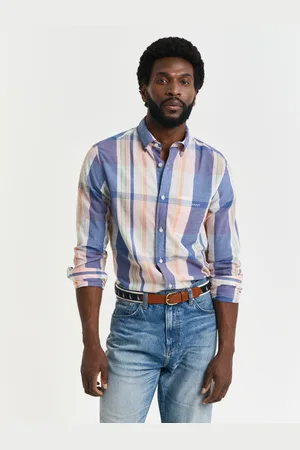 GANT Men Regular Fit overhemd met Indiase madrasruit (S)