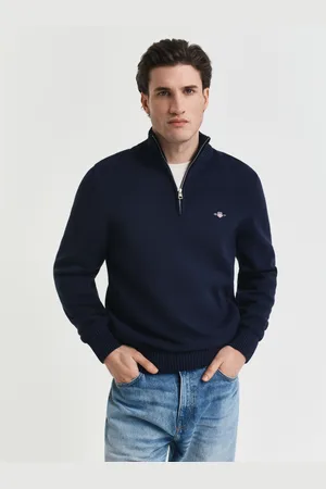 GANT Men Casual katoenen trui met korte rits (M)
