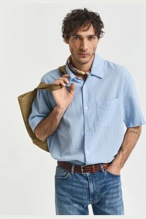 GANT Men Relaxed Fit overhemd met korte mouwen en textuur (S)