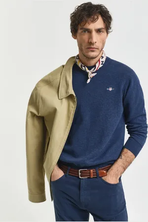 GANT Men Klassieke katoenen trui met ronde hals (XS)