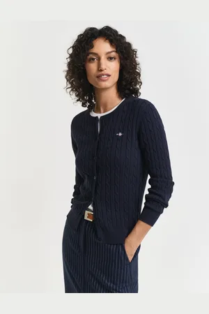 GANT Women Kabelgebreid vest van stretchkatoen (XS)