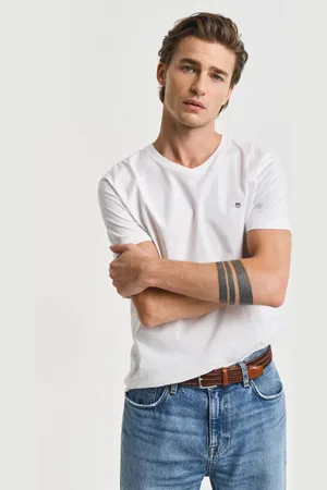 GANT Men Slim Fit Shield V-Neck T-Shirt (S)