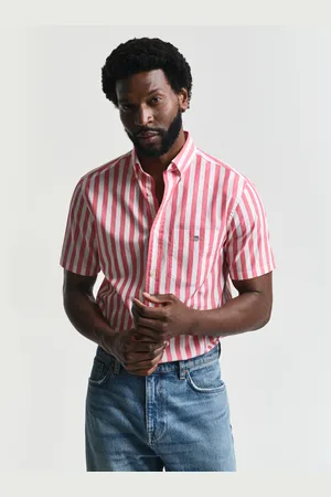 GANT Men Regular Fit Classic poplin overhemd met korte mouwen en strepen (S)