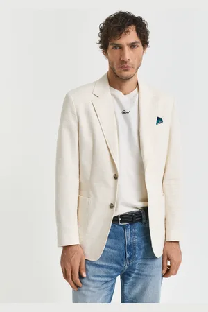 GANT Men Slim Fit seersucker kostuumjasje (46)