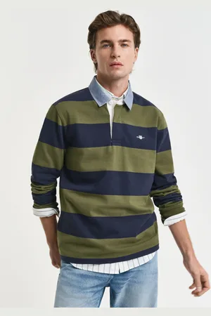 GANT Men Gestreepte Heavy Rugger met chambray kraag (S)