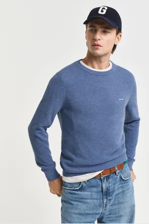 GANT Men Sweater met ronde hals van piquékatoen (S)