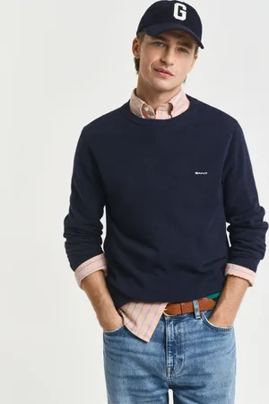 GANT Men Sweater met ronde hals van piquékatoen (XS)