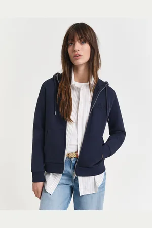GANT Women Tonal Shield hoodie met ritssluiting (XS)