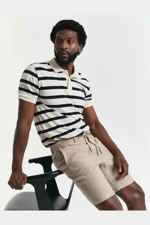 GANT Men Regular Fit linnen short met krijtstreep (S)