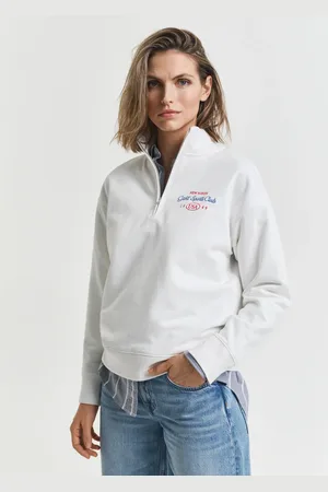 GANT Women Graphic sweatshirt met korte rits (XS)
