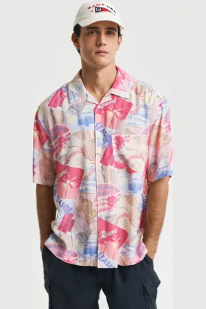 GANT Men Relaxed Fit overhemd met korte mouwen en Resort-print (S)
