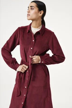Garcia Bordeauxrode corduroy jurk