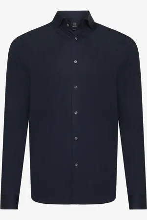 Genti SKIN-FIT stretch overhemd donkerblauw