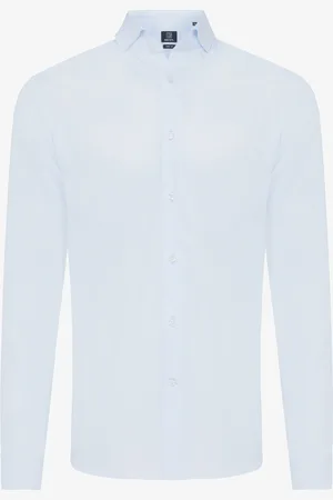 Genti SKIN-FIT stretch overhemd lichtblauw