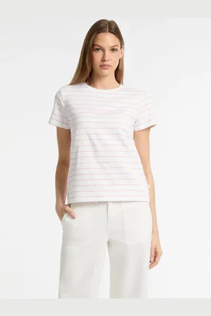 Guess Klassiek Gestreept T-Shirt Geborduurd Logo