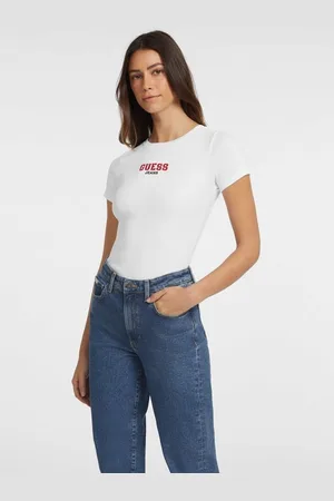 Guess Strak Ribgebreid T-Shirt Met Borduursel