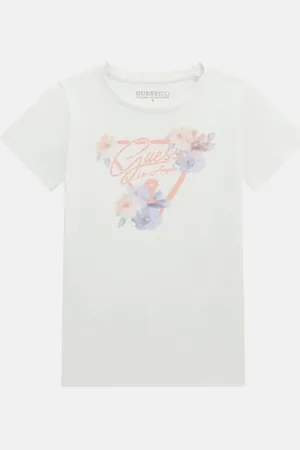 Guess T-Shirt Met Driehoeklogo En Bloemenprint