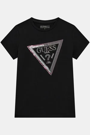 Guess T-Shirt Met Driehoeklogo Met Lovertjes.