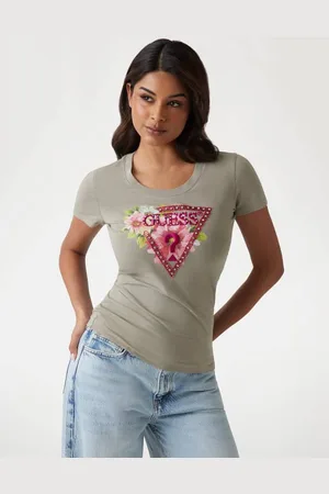 Guess T-Shirt Driehoek Logo Bloemen