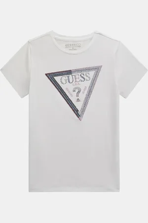 Guess T-Shirt Met Driehoeklogo Met Lovertjes.