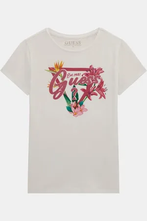 Guess T-Shirt Met Driehoeklogo En Bloemenprint