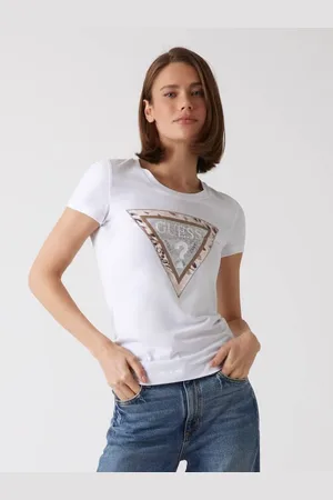 Guess T-Shirt Driehoek Logo Dierenprint