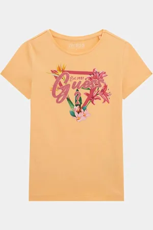 Guess T-Shirt Met Driehoeklogo En Bloemenprint