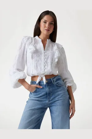 Guess Geborduurde Blouse Met Strik Voorkant