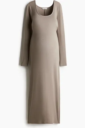 H&M MAMA Geribde jurk met lage hals