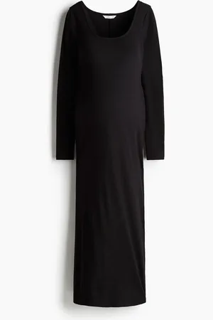 H&M MAMA Geribde jurk met lage hals