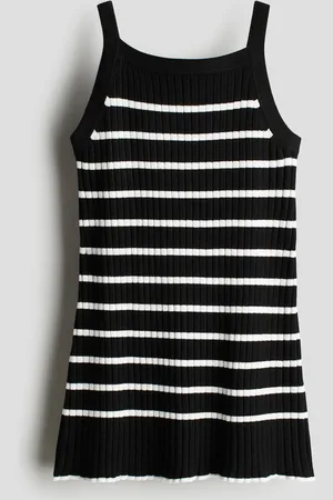 H&M Ribgebreide strappy jurk