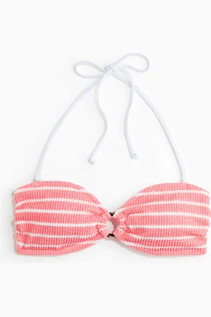 H&M Stripecrinkle Ring Bandeau Bikini Top