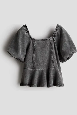 H&M Peplumblouse met denimlook