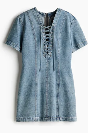 H&M Denim jurk met rijgsluiting